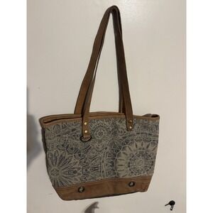Myra Bag Tote Leather Trim Rugged Heavy Duty Rustic
